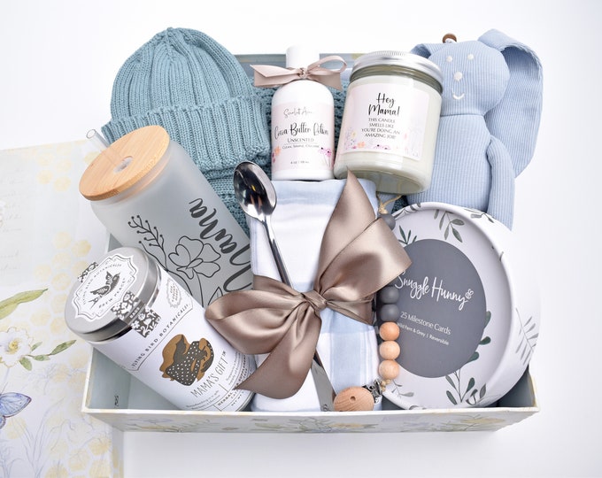 Newborn Baby Boy Gift Basket, Baby Shower Gift Box, New Mom And Baby, Large Baby Gift Set, Mom To Be Gift Box, New Mom Care Package