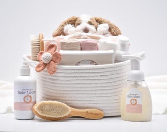 Newborn Baby Girl Gift Box, Large Personalized Gift Basket, Congratulations Mama, Baby Shower Gift Box, Puppy Lovey