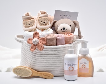 Newborn Baby Girl Gift Box, New Mom And Baby Gift, Baby Shower Gift Box, Knit Baby Blanket, New Baby Gift Basket, Mama And Baby Gift