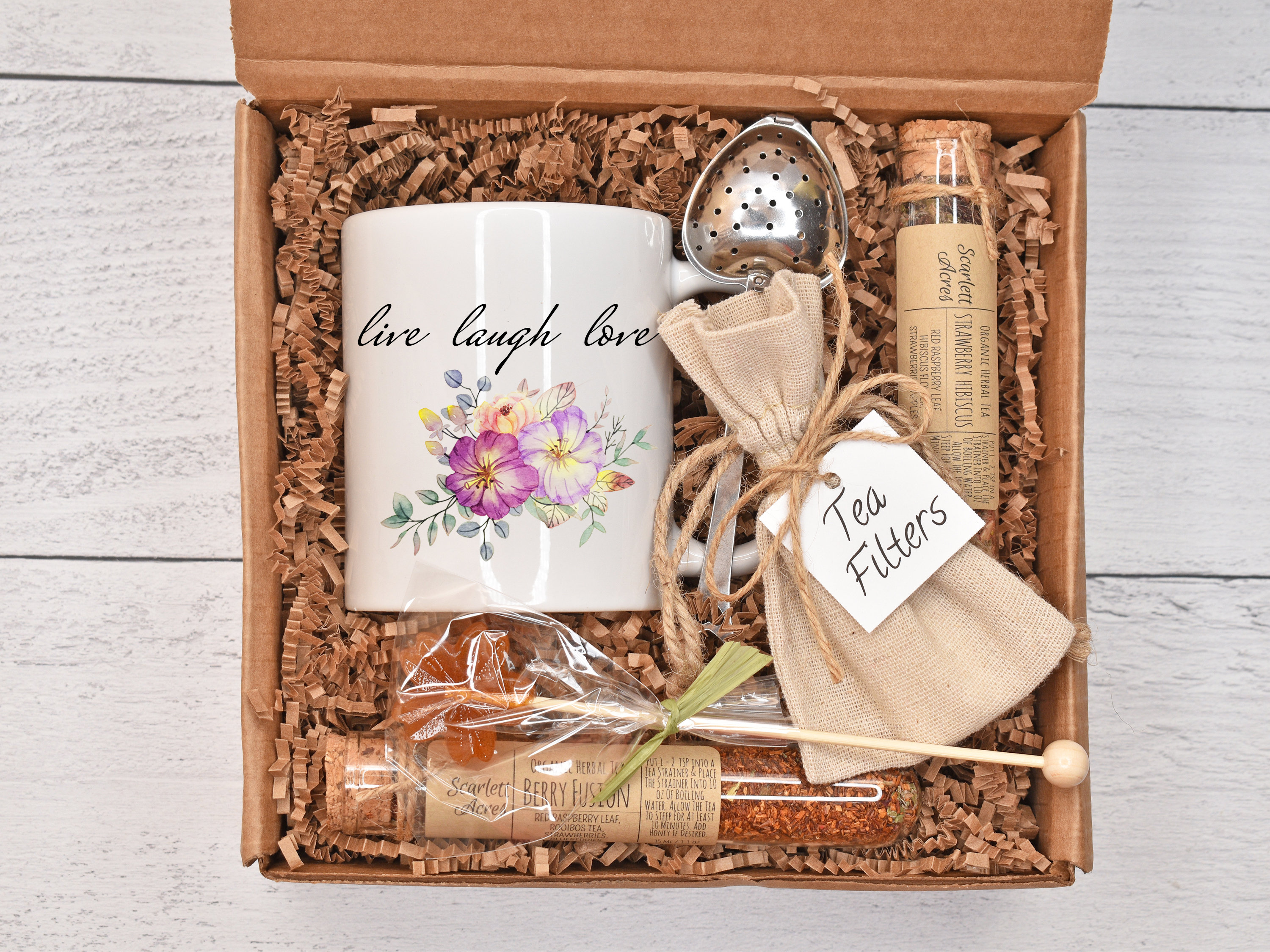 Herbal Tea Gift Set, Gift Basket For Grandma, Tea And Mug Gift Set, Mom