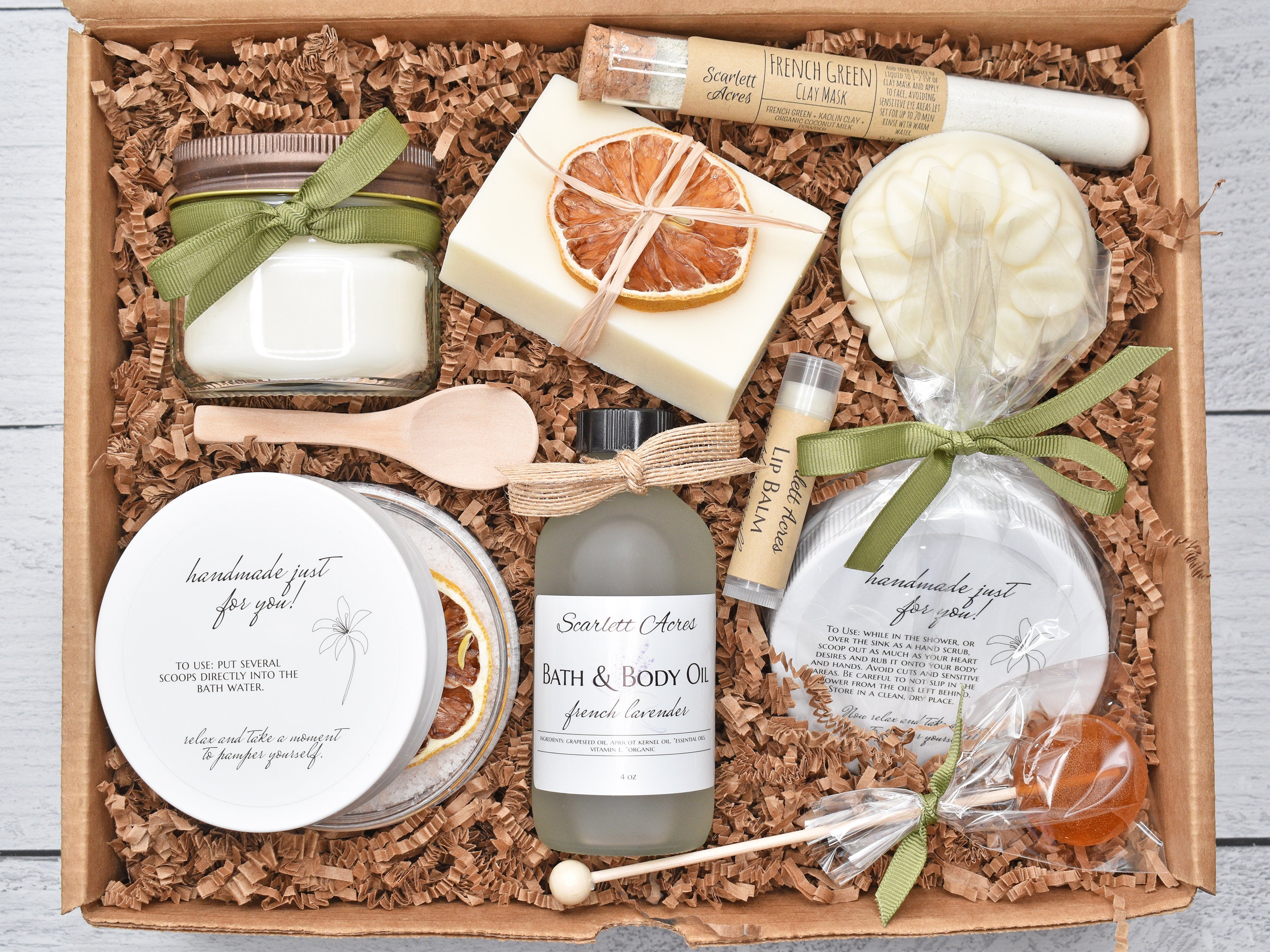 Organic Spa Gift Box, Care Package For Her, Spa Gift Basket, Large Spa