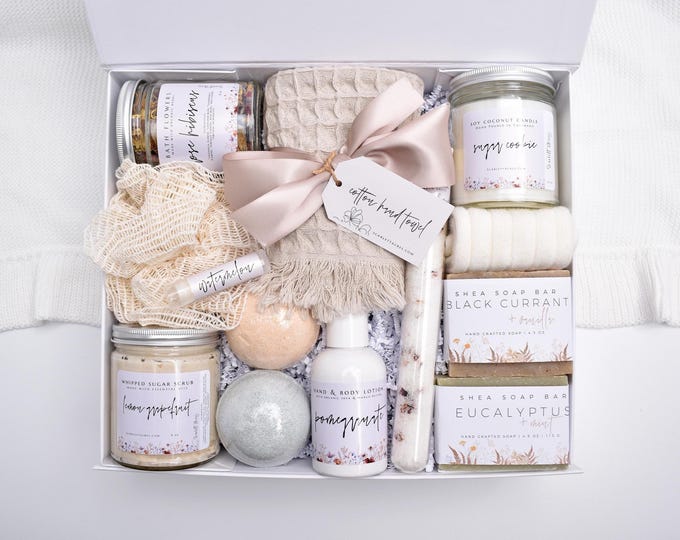 Organic Spa Gift Box, Spa Gift Basket, Gift Baskets For Women, Luxury Spa Gift Set, Pamper Home Spa Kit, Self Care, Large Bath Gift Set