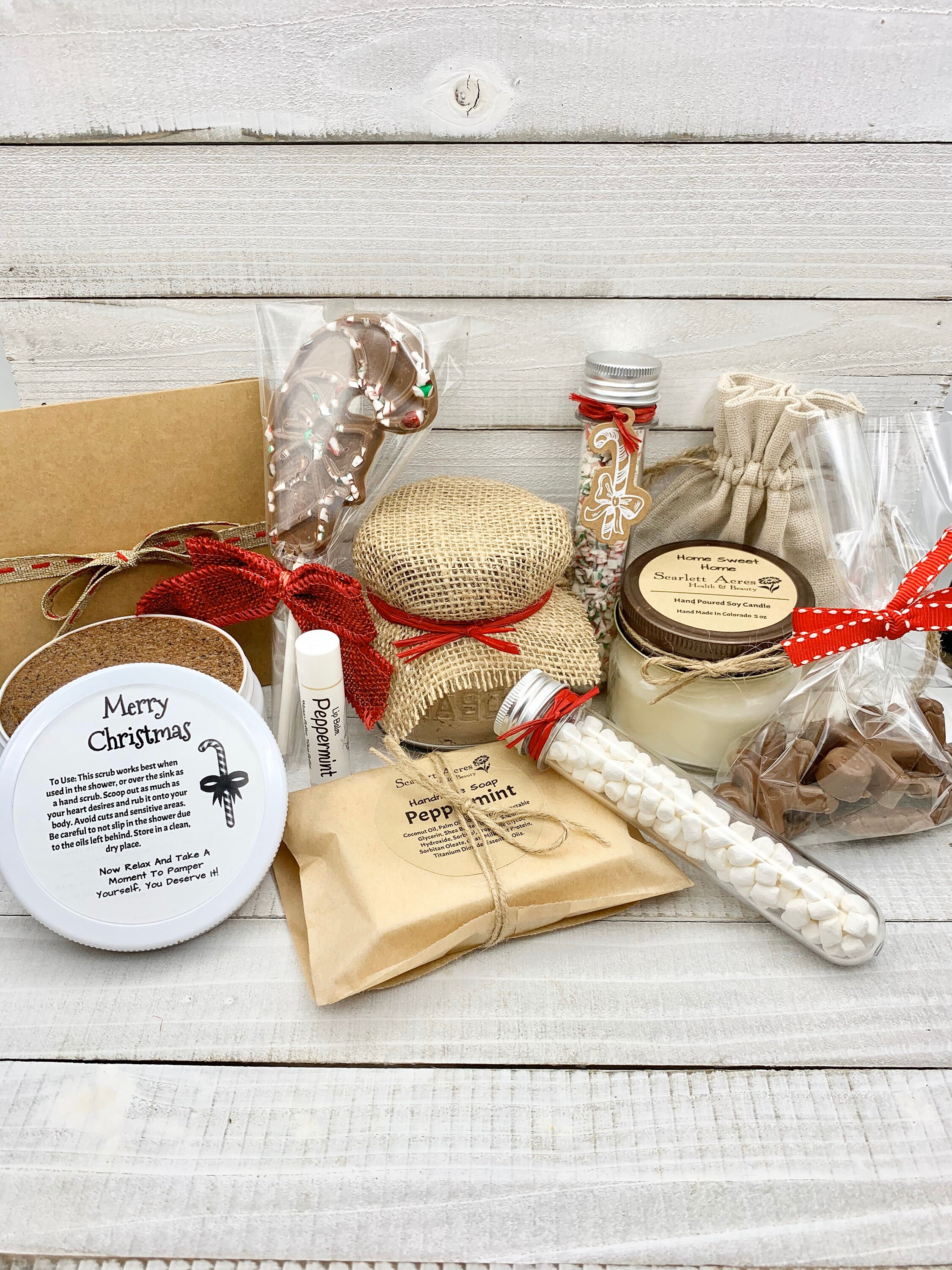 Peppermint Mocha Gift Set, Christmas Gift Basket, Gift Baskets For