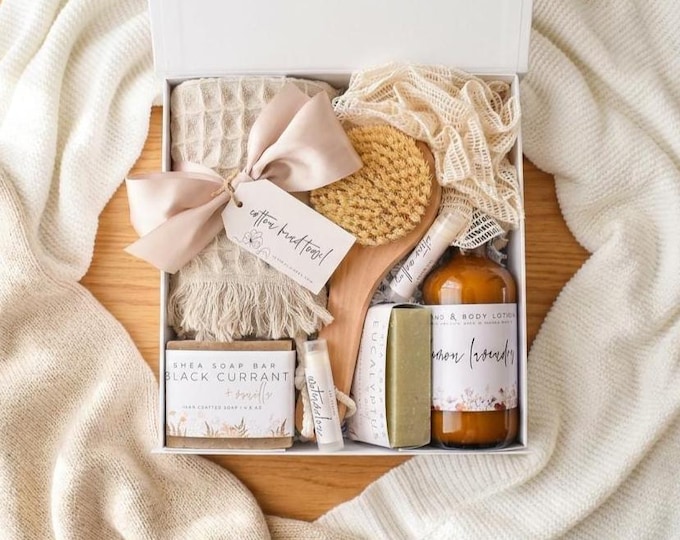 Organic Self Care Spa Gift Box, Care Package For Her, Thank You Spa Gift Basket, Gift Box For Women, Thinking Of You, Soap And Lotion Set
