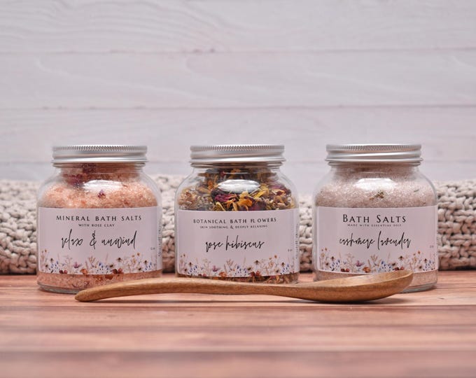 Bath Salt Gift Set, Bath Soak Gift Box, Bath Salt Assortment, Spa & Relaxation, Spa Gift Basket, Spa Gifts For Her