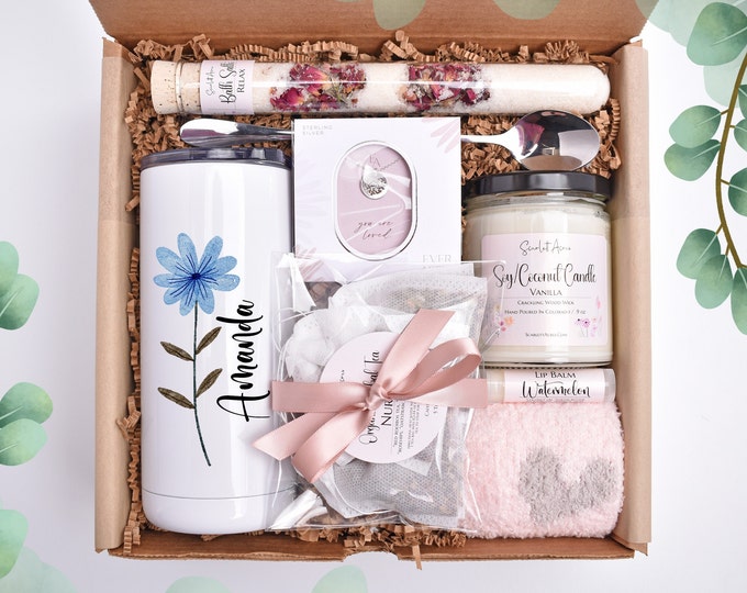 Mothers Day Gift Box, Mom Birthday Gift Basket, Gift Baskets For Women, Care Package For Her, Large Bath Gift Set, Organic Spa Gift Box