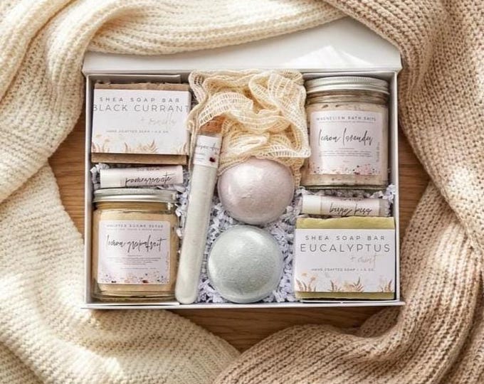 Luxury Spa Gift Box For Women, Organic Spa Gift Set For Her, Mom Birthday Gift, Get Well Soon