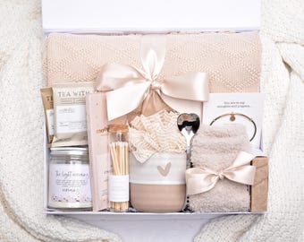 Thinking Of You Sympathy Gift Basket, Hug In A Box, Self Care Spa Gift Set For Women, Get Well Soon, Comfort Care Package For Her