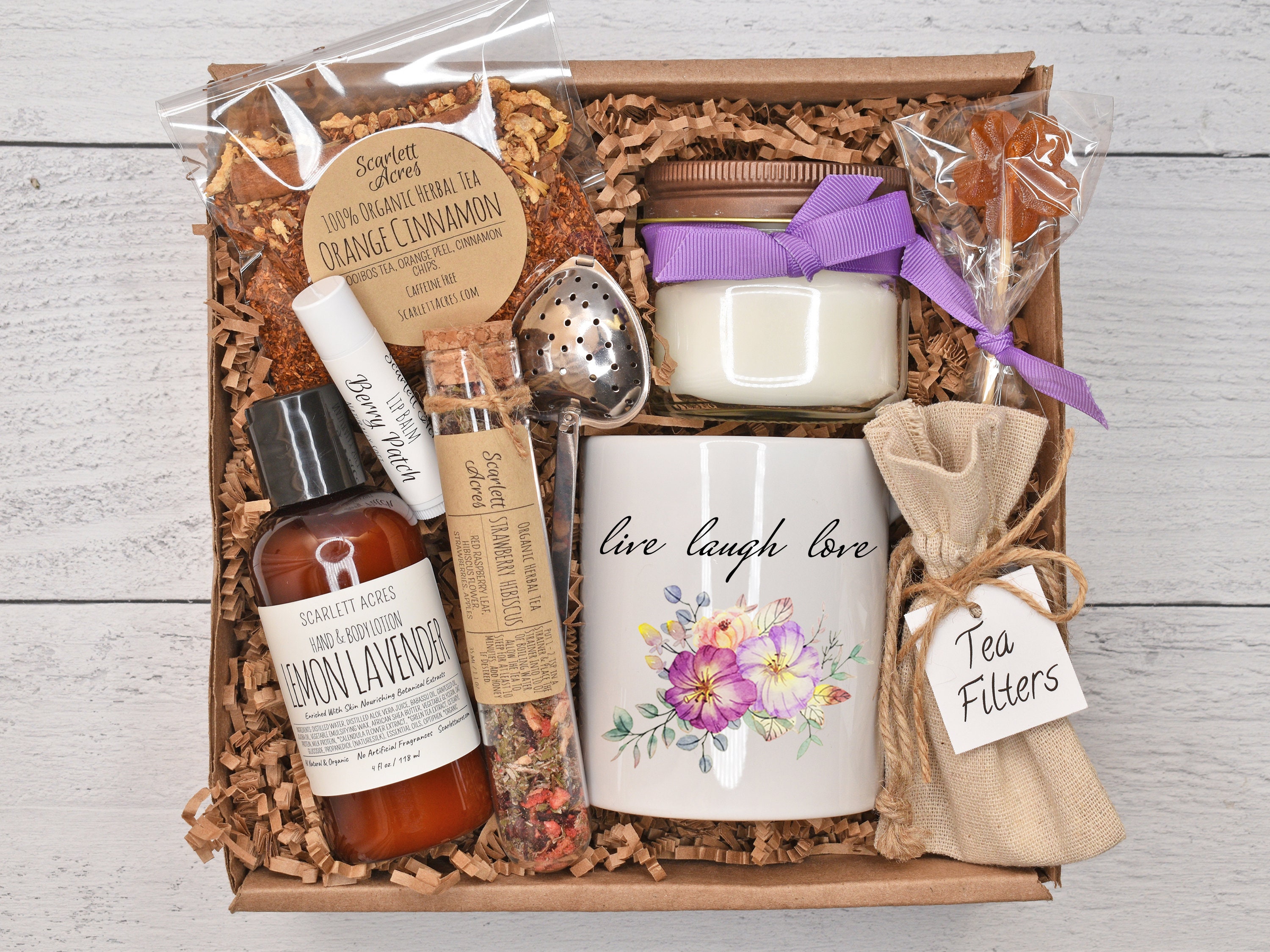 Tea And Honey Gift Box, Mom Birthday Gift Box, Tea & Candle Gift Set