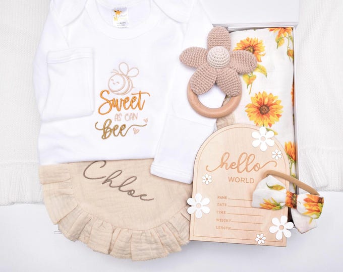 Personalized Newborn Baby Girl Gift Basket, New Baby Gift Box, Congratulations Mama, Baby Shower Gift Box, Swaddle Blanket, Sweet As Can Be