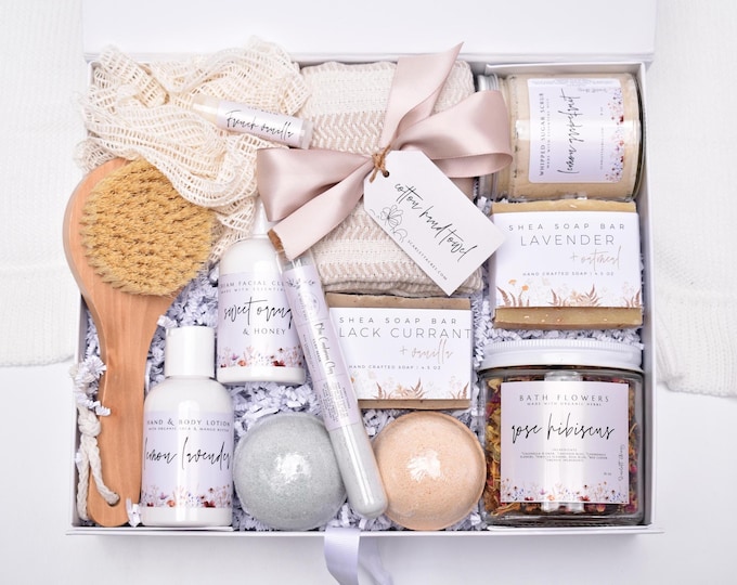 Luxury Spa Gift Set For Her, Large Bath Gift Set, Pamper Home Spa Kit, Organic Self Care Spa Gift Box, Spa Gift Basket, Gift Box For Women