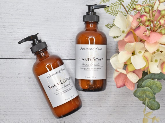 Hand Soap & Lotion Set, Lemon Lavender Soap, Organic Hand Lot, Natural Hand Soap, Natural Body Lotion, Dry Skin Lotion