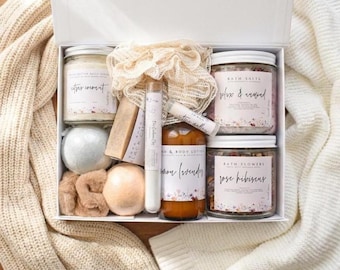 Spa Gift Baskets For Women, Self Care Organic Spa Gift Box, Spa Gift Set For Her, Pamper Home Spa Kit, Large Bath Gift Set, Care Package