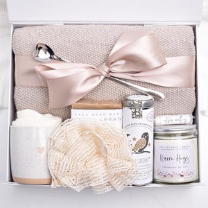 Thinking Of You Sympathy Gift Basket, Hug In A Box, Self Care Spa Gift Set For Women, Get Well Soon, Comfort Care Package For Her