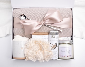 Thinking Of You, Hug In A Box, Self Care Spa Gift Set For Women, Get Well Soon, Comfort Care Package For Her, Sympathy, Candle Gift Basket