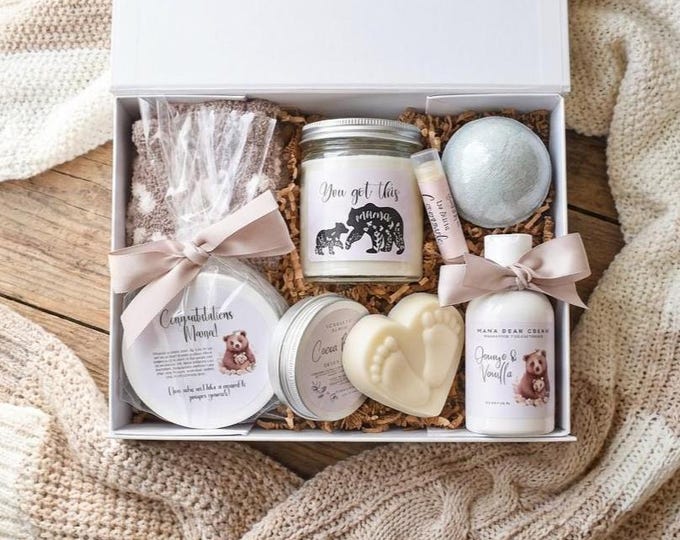 Organic Pregnancy Self Care Spa Gift Box, Congratulations Mama, 3rd Trimester Gifts, New Mom Postpartum Gift Basket