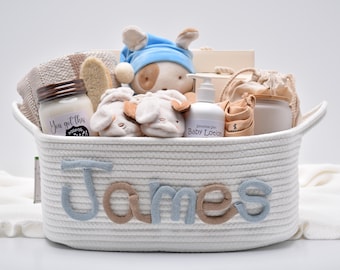 Personalized Newborn Gift Basket, Farm Puppy Theme, Baby Shower Gift Set, Newborn Baby Boy Gift Box