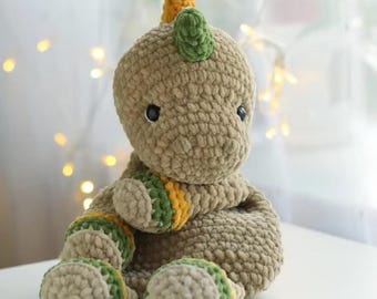 Crochet Dinosaur Lovey, Dinosaur Stuffed Animal, Newborn Baby Boy Gift, New Baby Gifts, Gender Neutral Toy, Baby Comforter, Unique Baby Gift