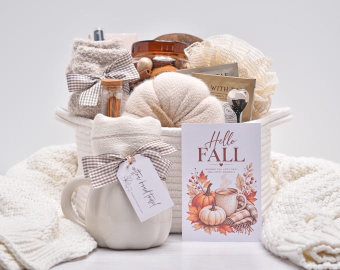 Fall Gift Basket For Women, Autumn Care Package With Candle & Potpourri, Sympathy Gift Box