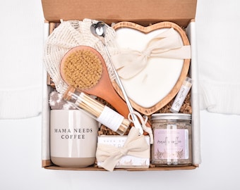 New Mom Gift Basket, Care Package, Postpartum Gift Box, Third Trimester, Coffee Candle, First Time Moms, Spa And Relaxation, Mother To Be