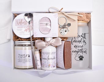 Loss Of Dog Gift Box, Pet Memorial, Paw Print Bracelet, Pet Sympathy Gift, Personalized Gifts, Sympathy Candle, Grief Gift Basket