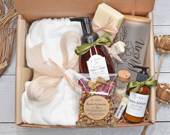 Mom Birthday Gift Basket, Gift Baskets For Women, Comfort Care Package For Her, Large Bath Gift Set, Organic Spa Gift Box