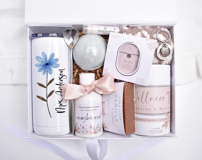 Teacher Appreciation Gift, Dough Bowl Candle, Coffee Care Package, Thank You Gift, Birthday Gift Box, Personalized Mug, Gift Baskets Women