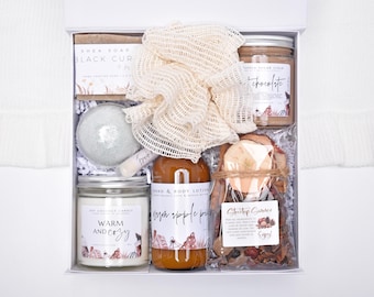 Christmas Gift Box For Women, Holiday Gift Box, Organic Self Care Spa Gift Box, Winter Gift Basket, Spa Gift Set For Her, Care Package