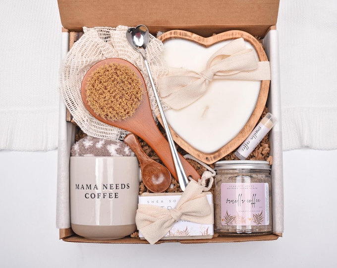 New Mom Gift Basket, Care Package, Postpartum Gift Box, Third Trimester, Coffee Candle, First Time Moms, After Birth, Spa And Relaxation