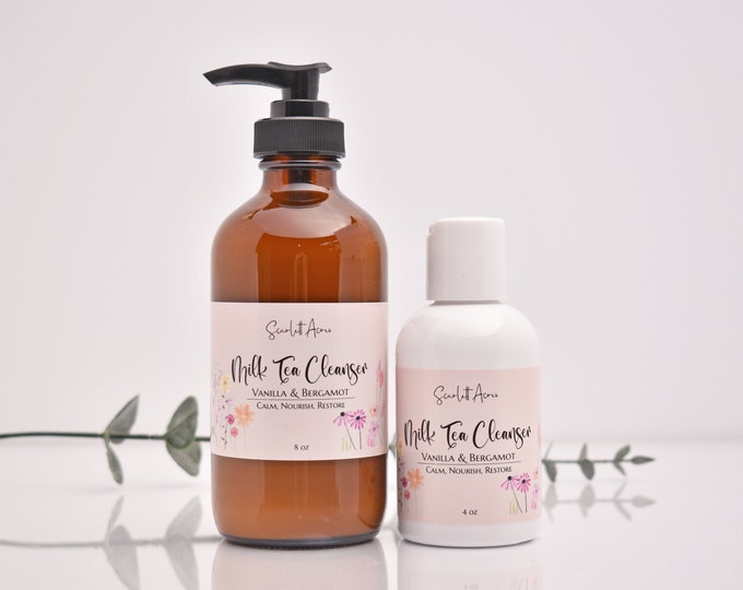 Coconut Milk Tea Cream Cleanser, Vanilla Bergamot, Anti Aging, Mature Skin, Black Tea, Organic Face Wash, Natural, Dry Sensitive Skin
