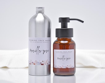 Organic Foaming Face Wash Refill, All Natural Facial Cleanser, Dry Sensitive Skin, Anti-Aging, Hydrating, Lemon Lavender, Vanilla Rose