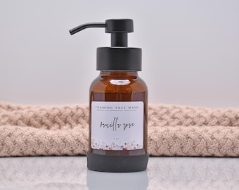 Organic Foaming Face Wash, All Natural Facial Cleanser, Dry Sensitive Skin, Moisturizing, Hydrating, Lemon Lavender, Vanilla Rose