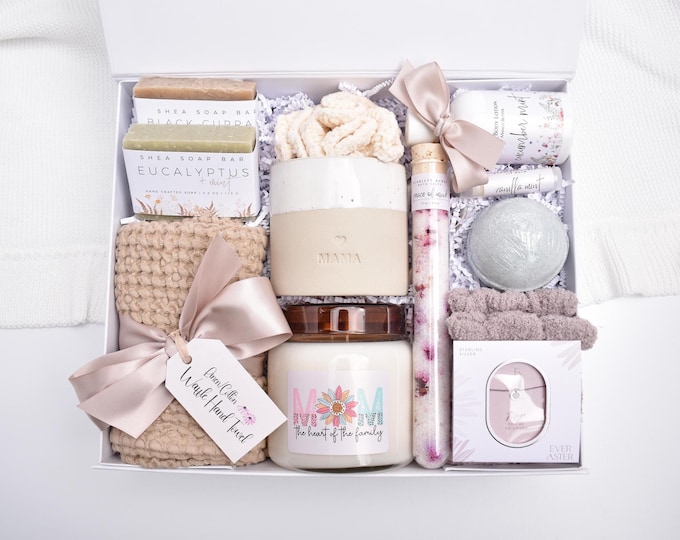 Birthday Gifts For Her, Mom Birthday Gift Box, Organic Spa Gift Box, Gift Baskets For Women, Comfort Care Package, Large Bath Gift Set