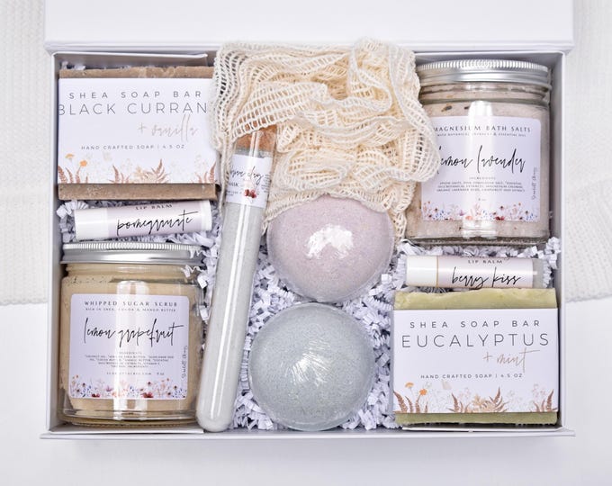 Luxury Spa Gift Box For Women, Organic Spa Gift Set For Her, Mom Birthday Gift, Get Well Soon