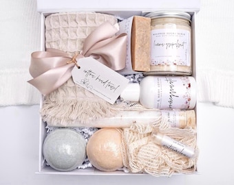 Organic Self Care Spa Gift Box, Spa Gift Baskets For Women, Large Bath Gift Set, Care Package For Her, Thank You, Birthday Gift Basket