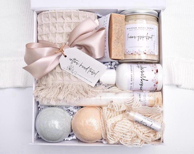 Organic Self Care Spa Gift Box, Spa Gift Baskets For Women, Large Bath Gift Set, Care Package For Her, Thank You, Birthday Gift Basket