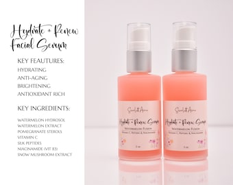 Hydrating Peptide Face Serum, Vitamin C Cream, Niacinamide Face Serum, Organic Facial Serum, Anti Aging Serum, Mature Skin, Natural Skincare