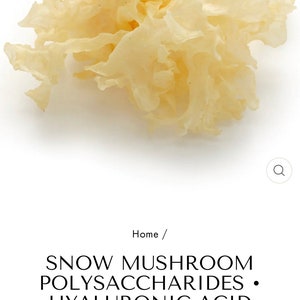 May include: A close-up of a cluster of dried snow mushroom, a pale yellow color, with a delicate, frilly texture. Snow mushroom is a popular ingredient in Asian cuisine and is known for its health benefits.
