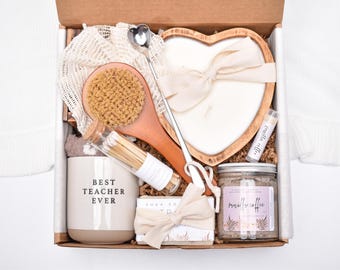 Teacher Appreciation Gift, Gift Basket, Thank You Gift Box, Best Teacher Ever, Unique Gifts, Large Coffee Candle, Care Package For Her