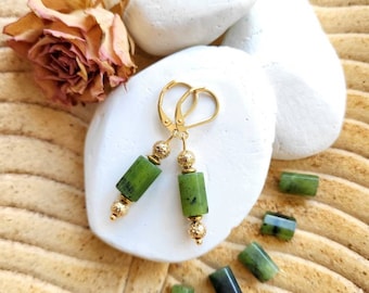 Canadian jade stone dangle earrings