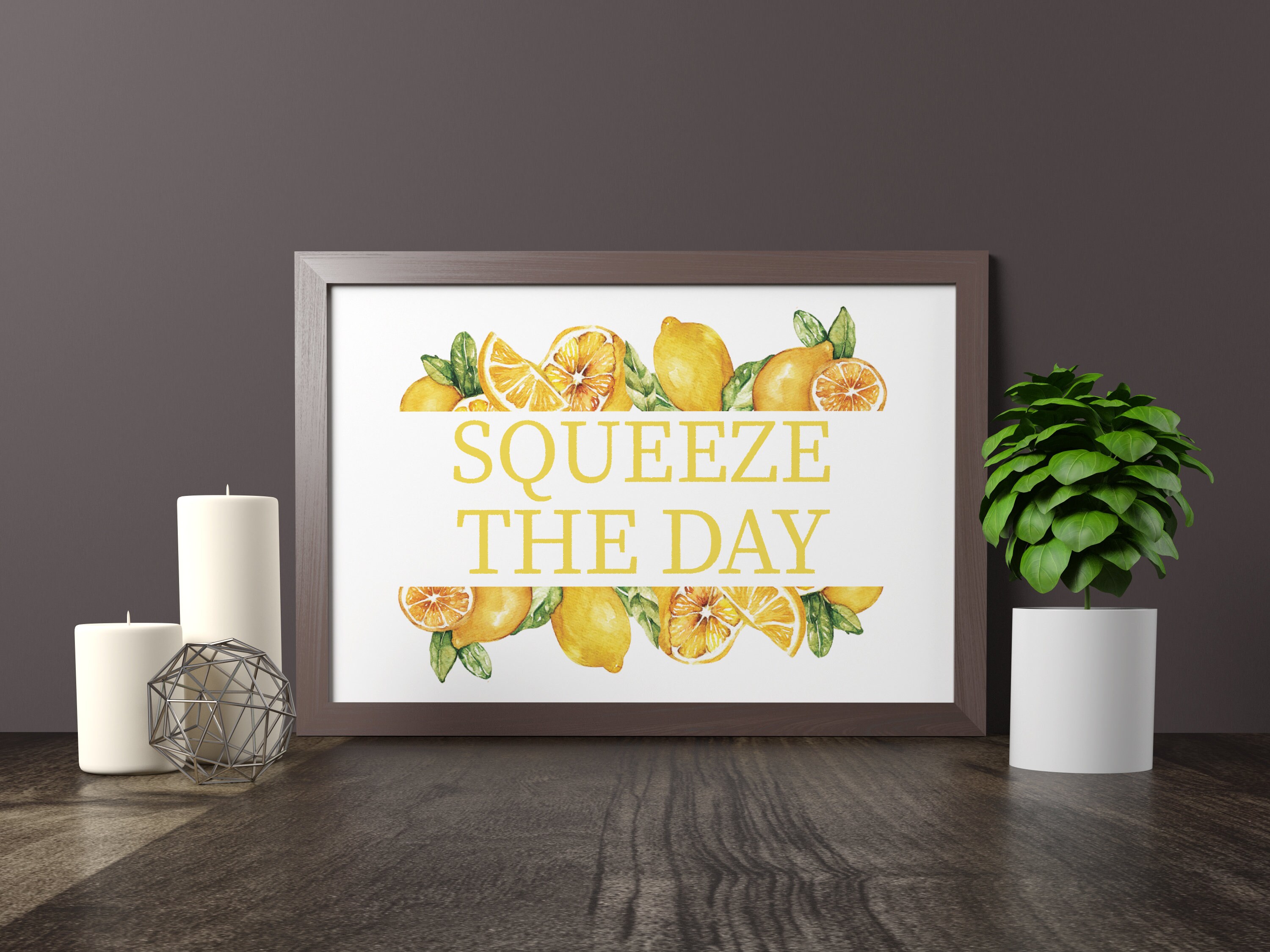 Lemon Squeeze The Day Printable Wall Art Decor Instant | Etsy