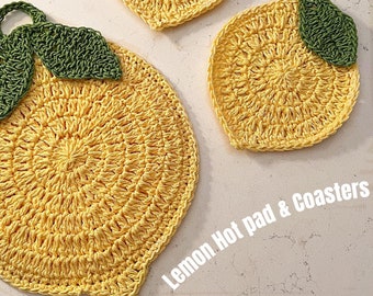 Crochet Lemon Hotpad & Coasters