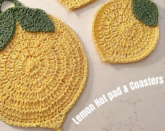 PATTERN ONLY** Lemon Crochet Hotpad & Coasters