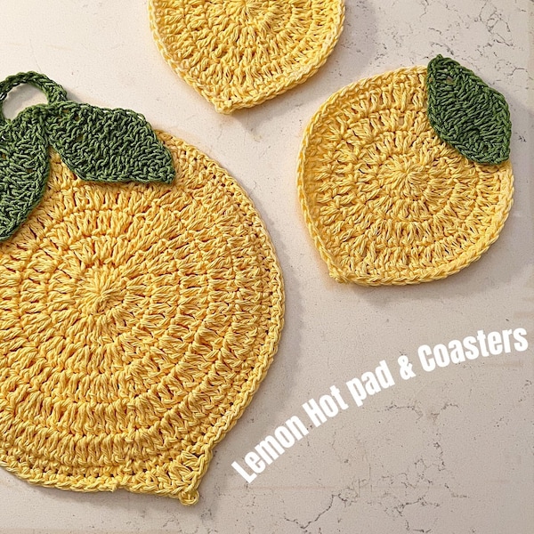 PATTERN ONLY** Lemon Crochet Hotpad & Coasters