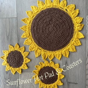 PATTERN ONLY*** Sunflower Hot pad & Coasters