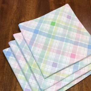 Pastel Plaid 18" x 18" Fabric Napkins, sold in sets of four.