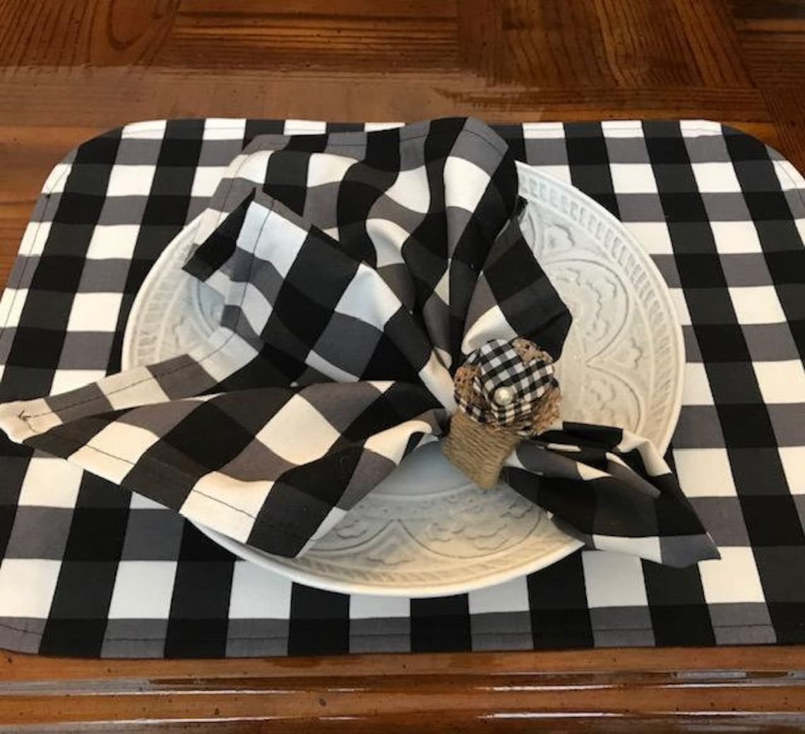Crisp Buffalo Check Placemats with rounded corners Etsy