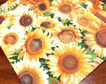 Cheerful Sunflower Cloth Napkins, sold in sets of four.