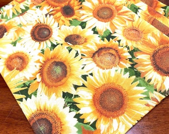 Cheerful Sunflower Cloth Napkins, sold in sets of four.