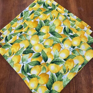 Lemons on White Napkins, sold in sets of four.
